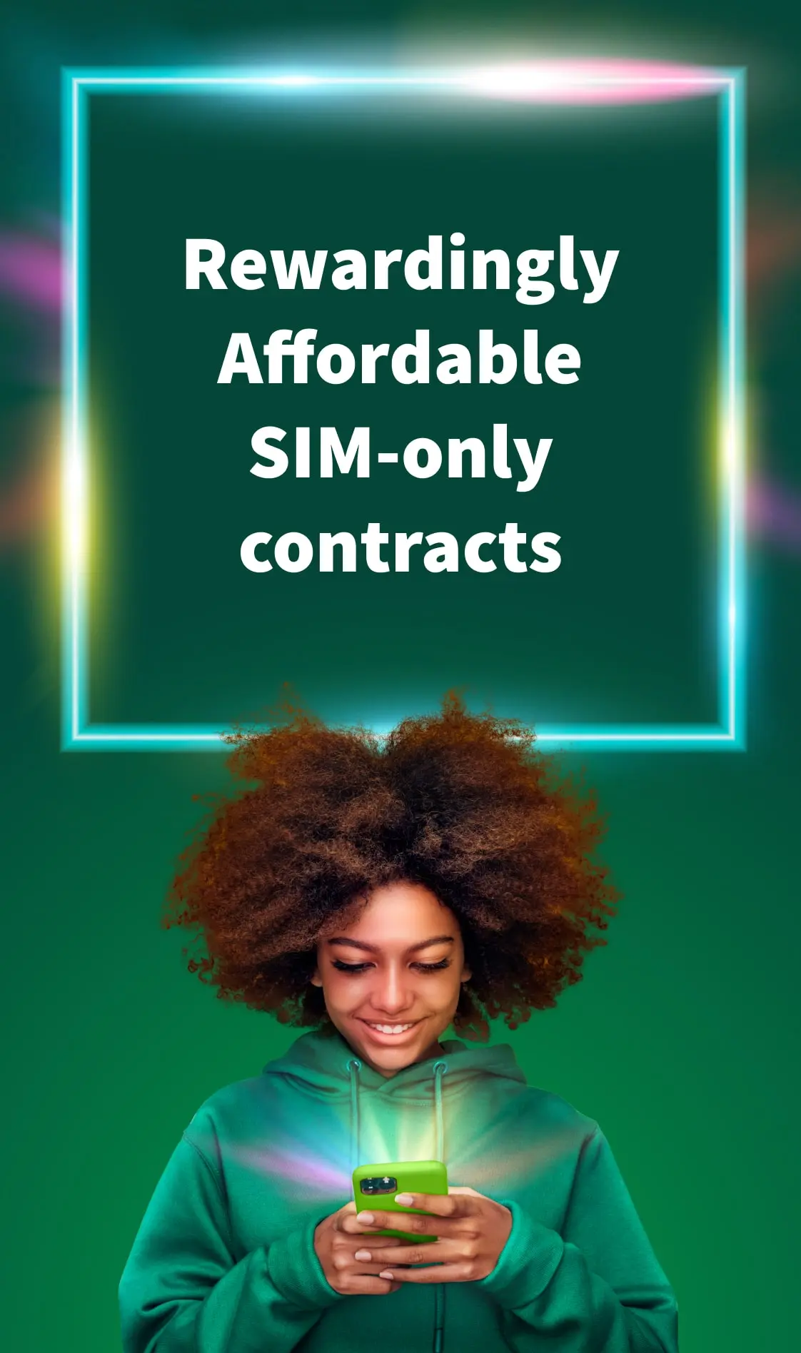A woman on her mobile phone using data from her Asda Mobile SIM-only contract plan.