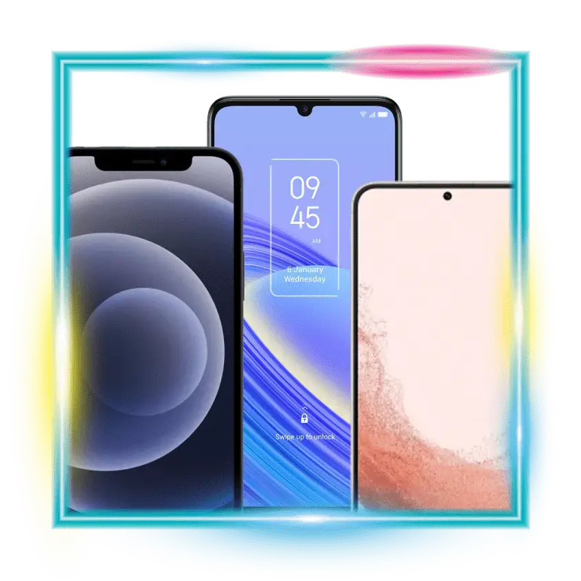 An image of various 4G and 5G enabled mobile phones.