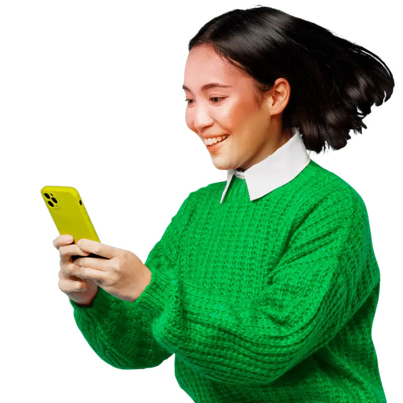 Image of a girl jumping excitedly